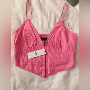 Urban Outfitters NWT Women’s Kendall Poplin Bustier Pink Corset Top